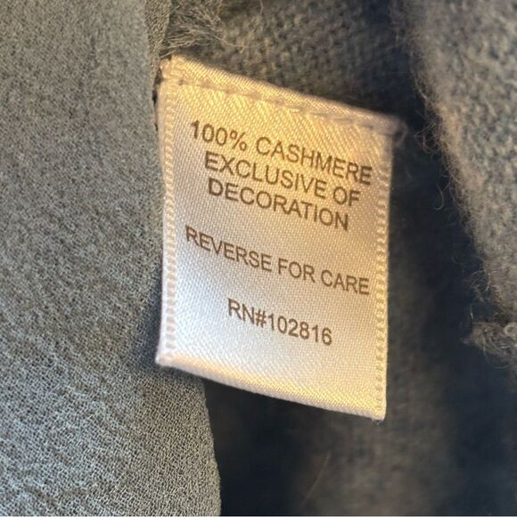 Garnet Hill Cashmere Silk Chiffon Lace Hem Shirttail Pullover Blue Sweater XS - Picture 5 of 6